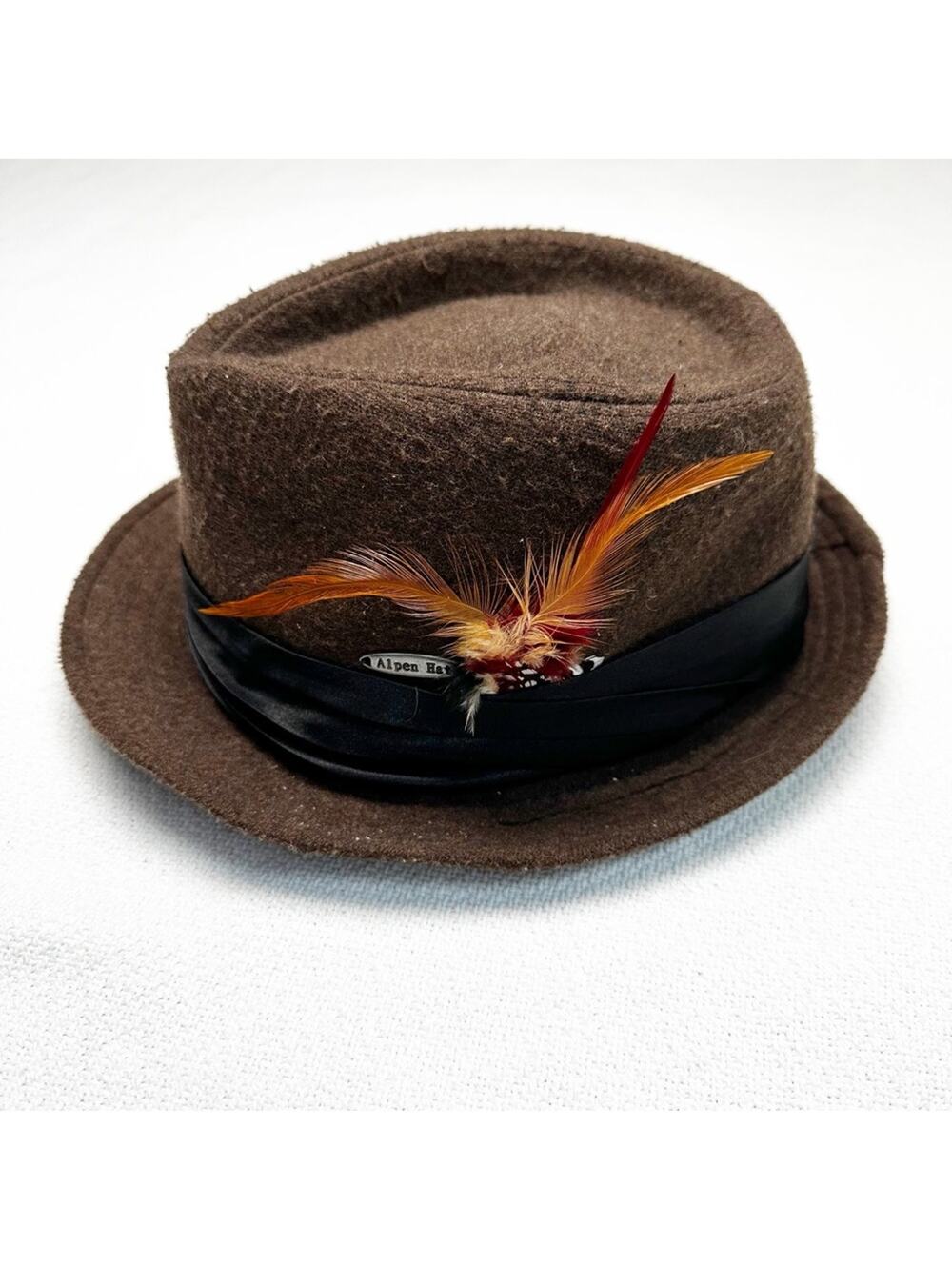 Allen Hat brown German Bavarian Alpine Wool Hat with feather